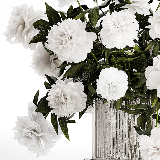 Peony Blossom Vase Set 3D model image 3