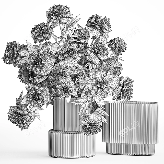 Peony Blossom Vase Set 3D model image 6