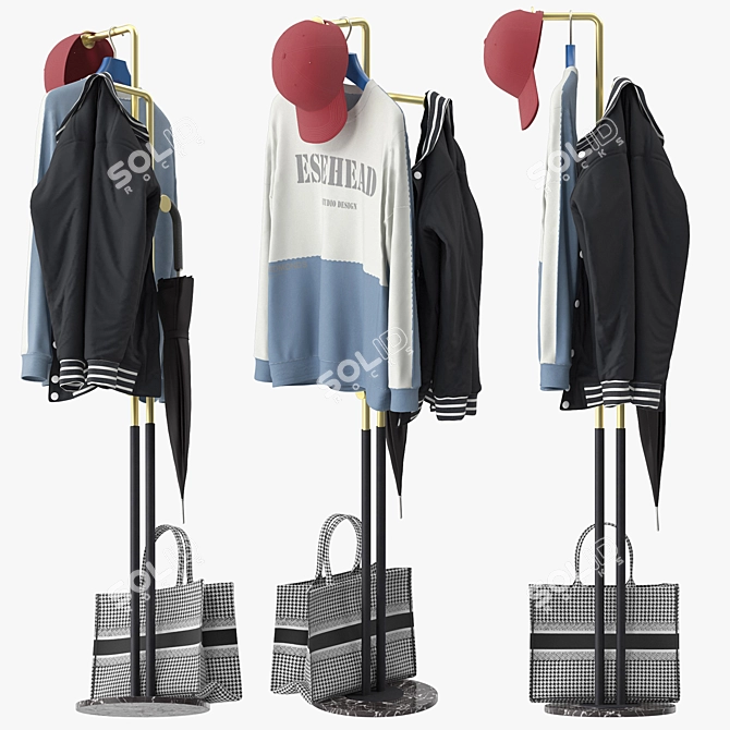 Iron Home Coat Rack Stand 3D model image 1