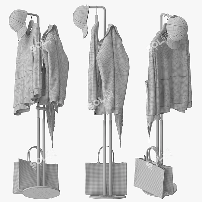 Iron Home Coat Rack Stand 3D model image 5