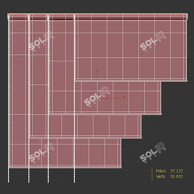 Window Roller Blinds Curtain 3D model image 2