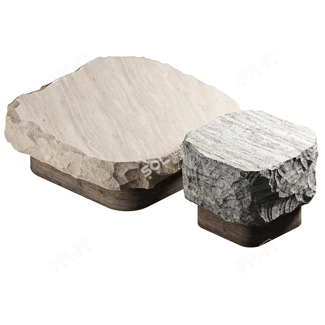 Custom Stone Table Set crafted in Art Studios 3D model image 4