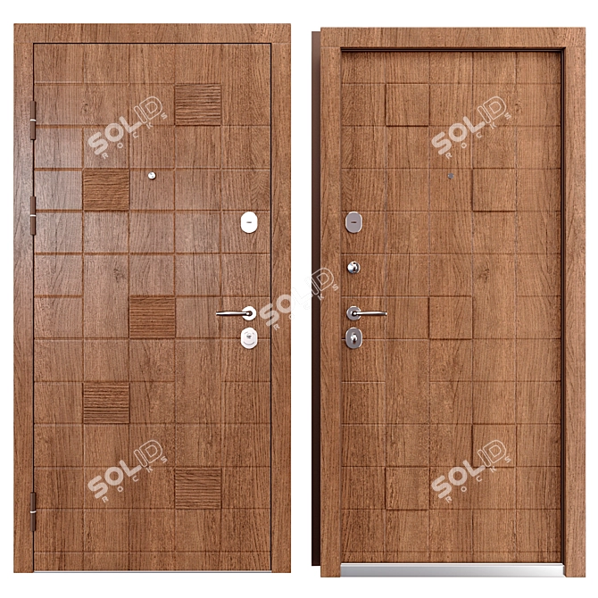 Modern Metal Entry Door Set 3D model image 4