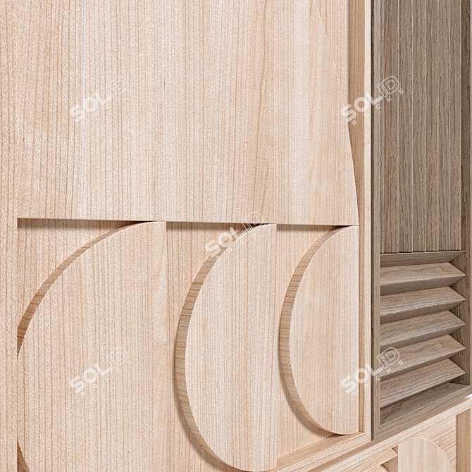 Set of 3 Hevea Wood Wall Decorations 3D model image 2