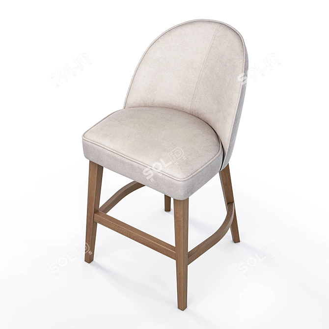 Viola Bar Stool Birch Textile Leather 3D model image 2