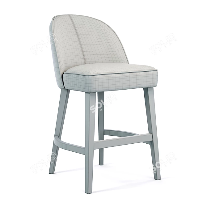 Viola Bar Stool Birch Textile Leather 3D model image 5