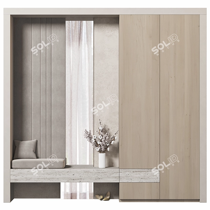 Modern Wood Hallway Furniture 3D model image 8