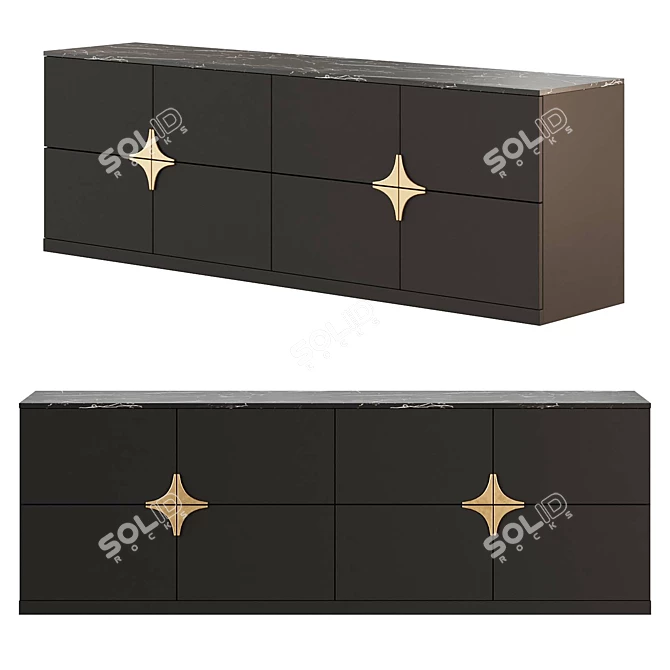 Modern Style Black and White Dresser 3D model image 1