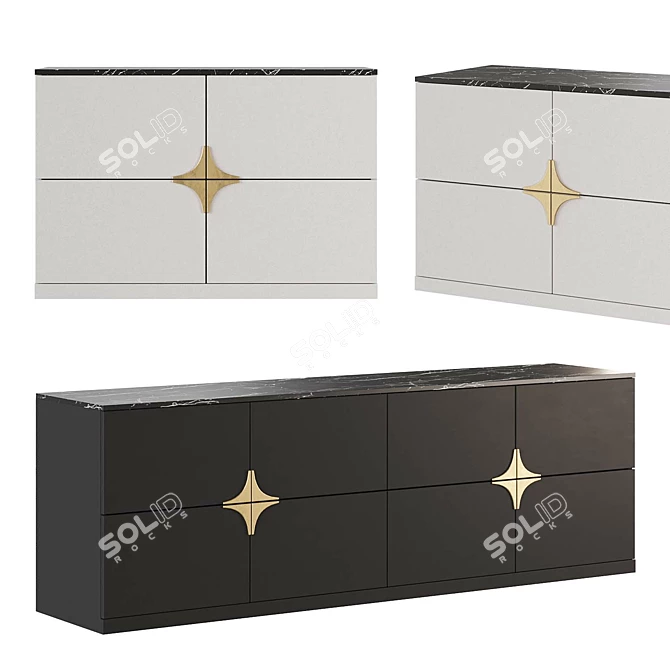 Modern Style Black and White Dresser 3D model image 2