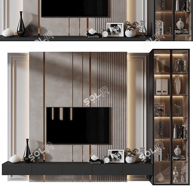 Modern TV Wall Decor 3Ds 3D model image 1