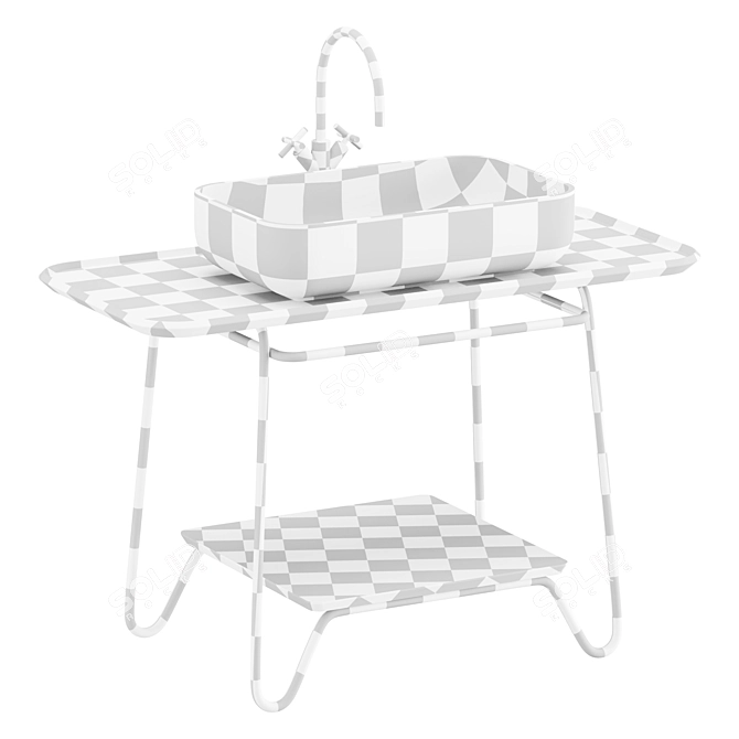Sleek Bathroom Sink Stand 3D model image 4