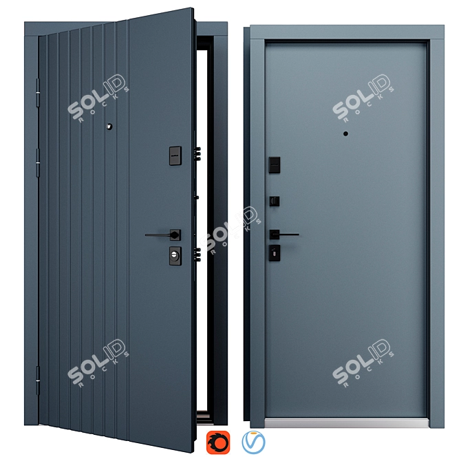 Delica Metal Entry Door Set 3D model image 1