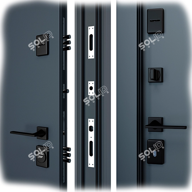 Delica Metal Entry Door Set 3D model image 2