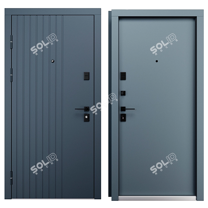 Delica Metal Entry Door Set 3D model image 3