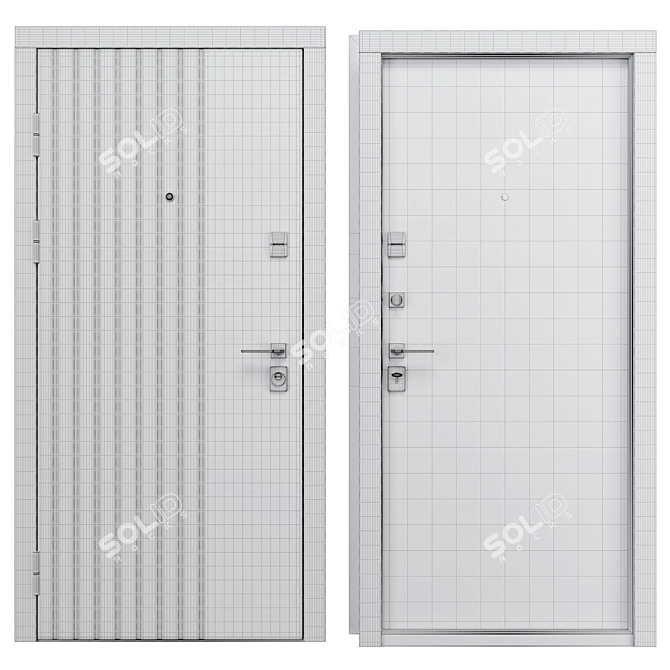 Delica Metal Entry Door Set 3D model image 4