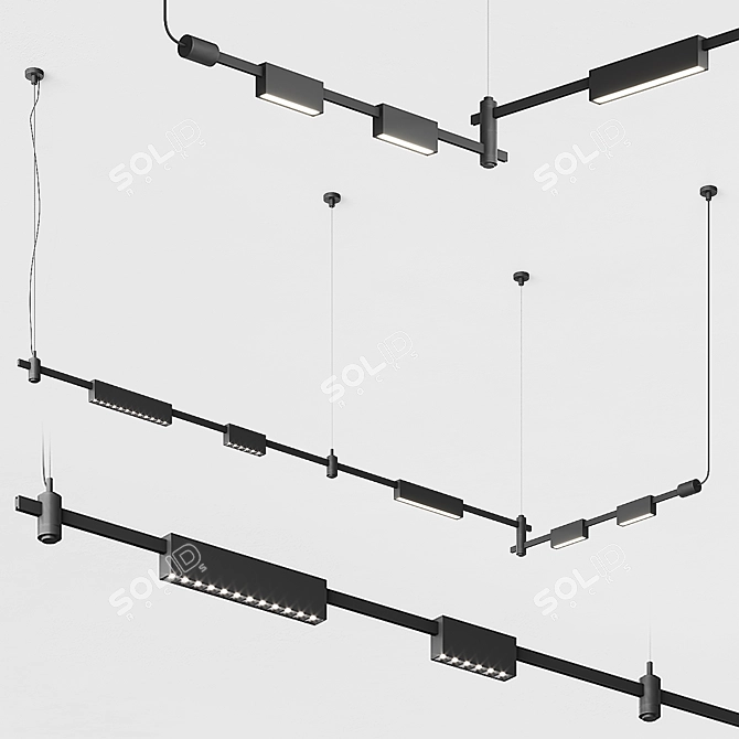 Esthetic Magnetic Multi-Level Lighting System 3D model image 1