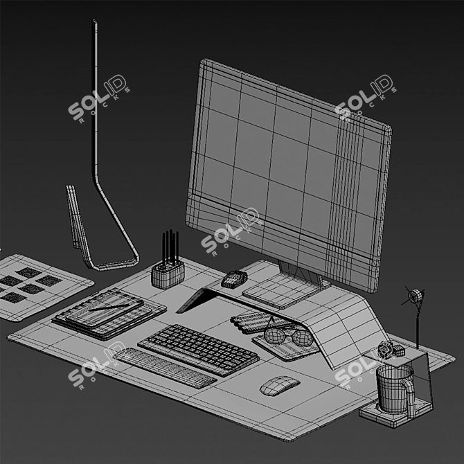 Modern Apple Workstation Set 3D model image 2