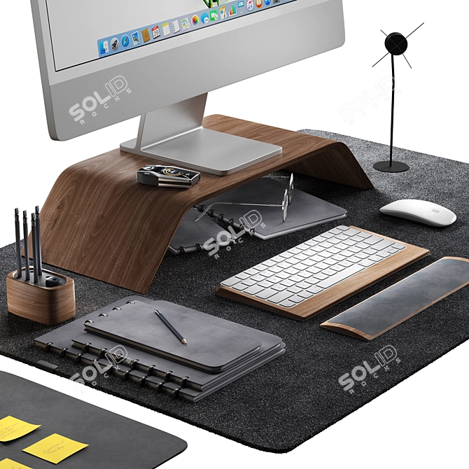 Modern Apple Workstation Set 3D model image 3