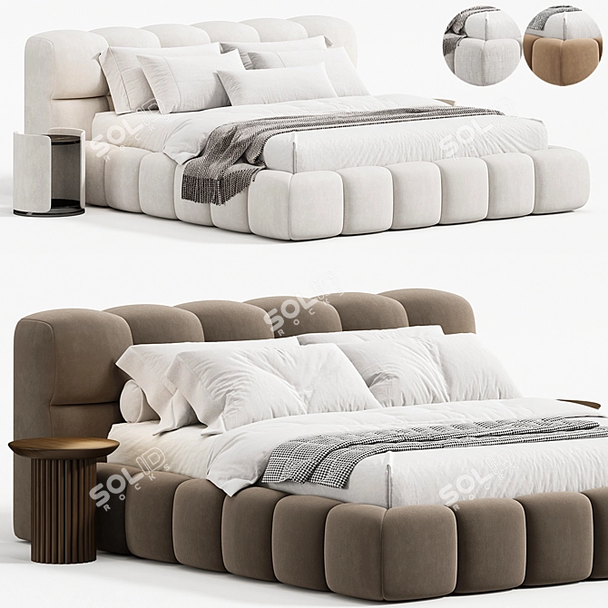 Luxury Boucle Bed Frame Homeatelier 3D model image 1