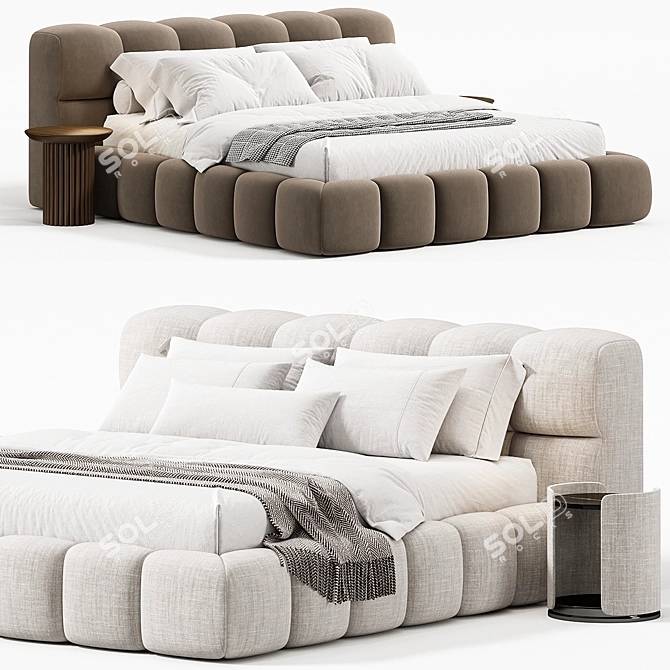 Luxury Boucle Bed Frame Homeatelier 3D model image 2