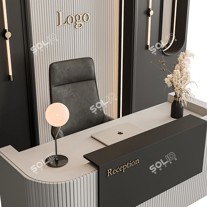 Modern Reception Desk Set 577 3D model image 2