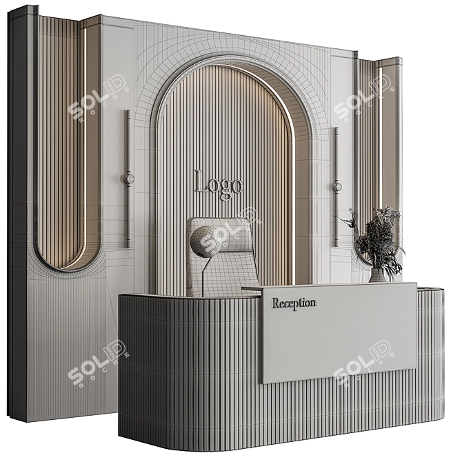 Modern Reception Desk Set 577 3D model image 4