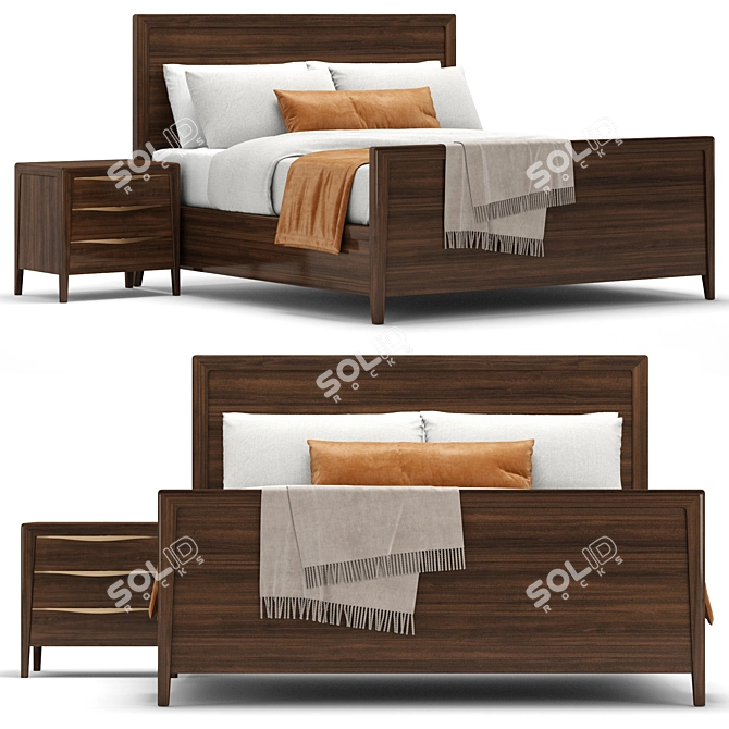 Modern RH Gael Panel Bed 3D model image 1