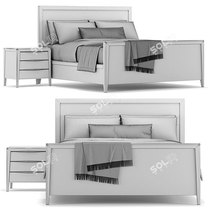 Modern RH Gael Panel Bed 3D model image 6