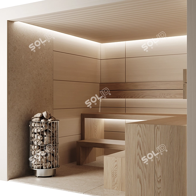 Modern Home Sauna Set, L250xW250xH220cm 3D model image 3