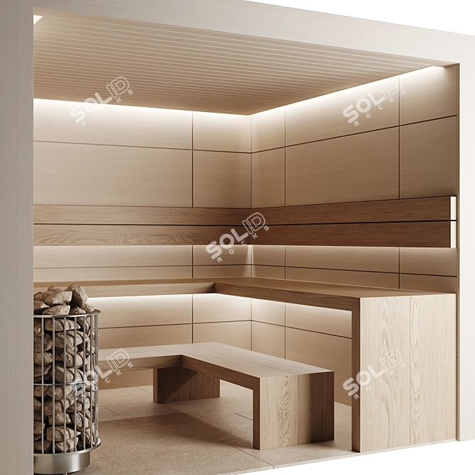 Modern Home Sauna Set, L250xW250xH220cm 3D model image 4