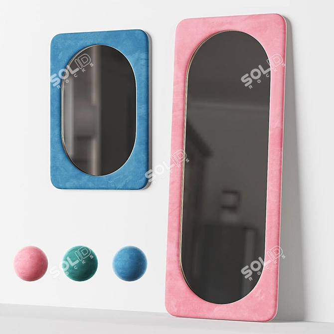 Raquel Velvet Mirror - Bluesville 3D model image 7