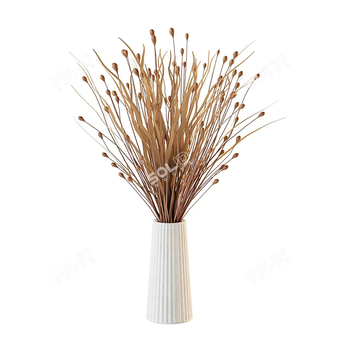 Vintage Decorative Vase with Dried Flowers 3D model image 1