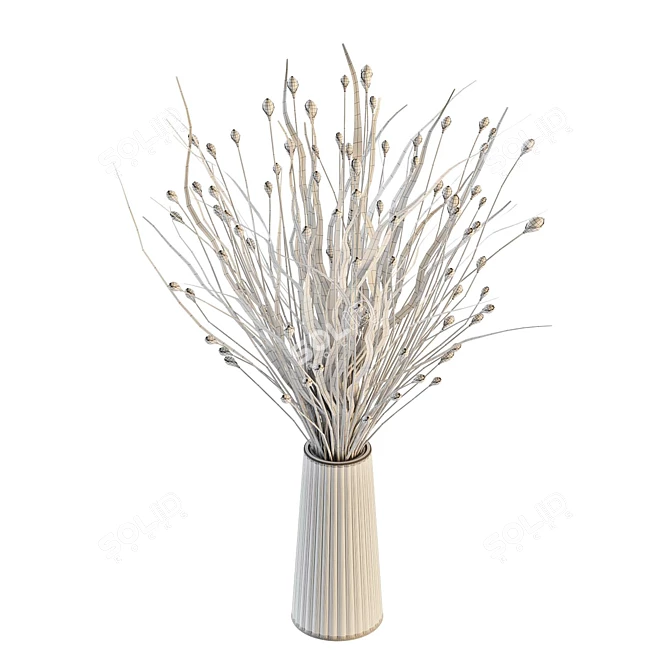 Vintage Decorative Vase with Dried Flowers 3D model image 2