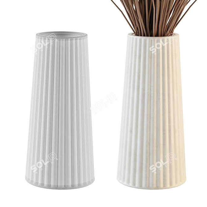 Vintage Decorative Vase with Dried Flowers 3D model image 3