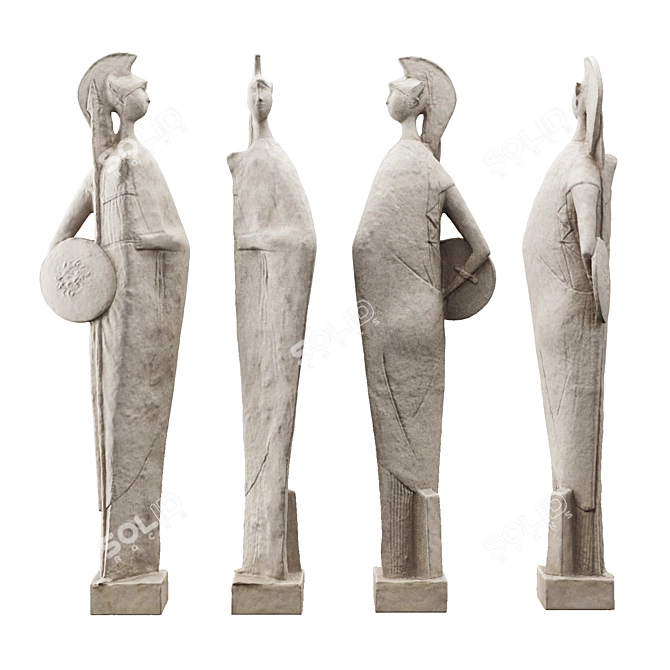 Elegant Minerva Mascherini Metal Sculpture 3D model image 2