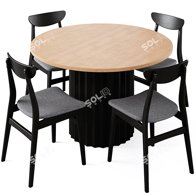 Luther Round Dining Table Set 3D model image 7