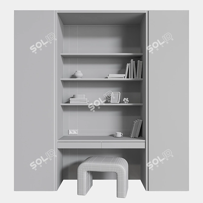 Modern Hanging Workstation with Storage 3D model image 8