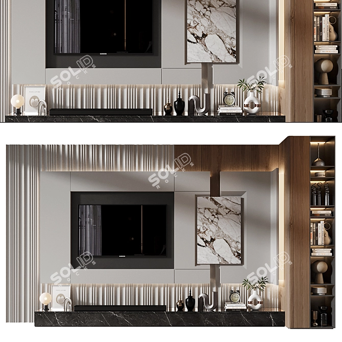 Modern TV Wall Decor Shelf 3D model image 1