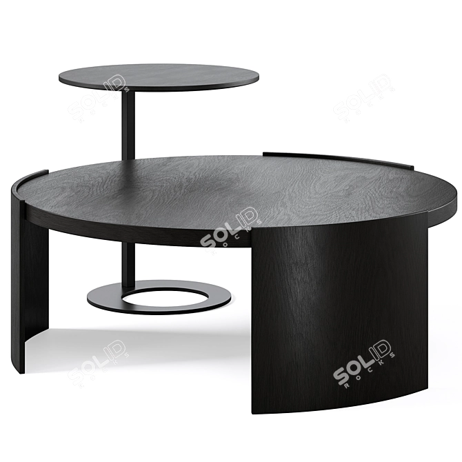 Modern Wooden Coffee and Side Tables 3D model image 1