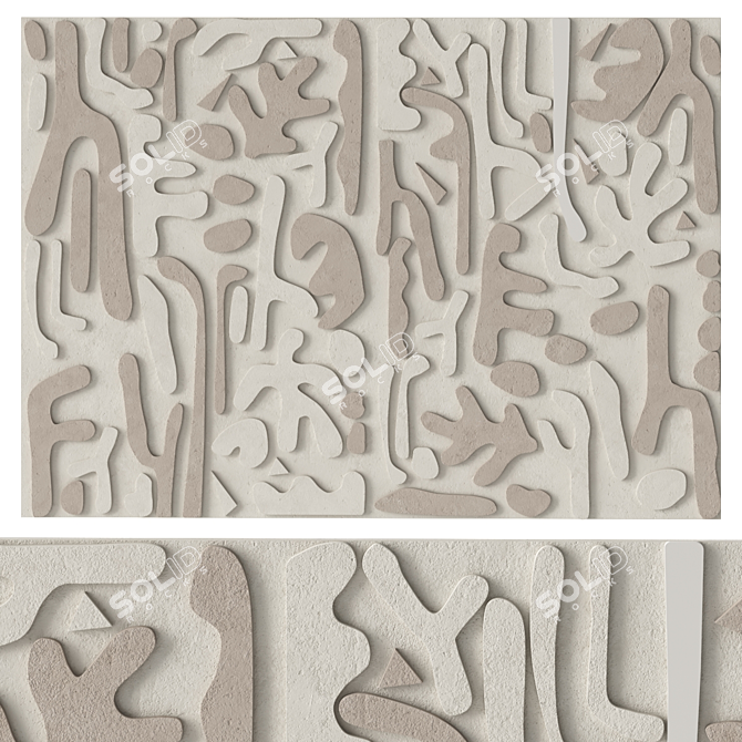 Dimensional Stone Relief Panel Wall Art 3D model image 1