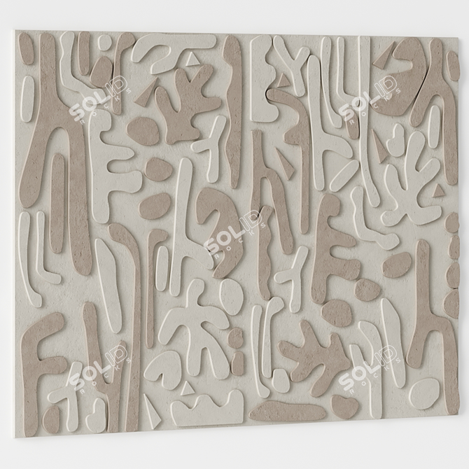 Dimensional Stone Relief Panel Wall Art 3D model image 3