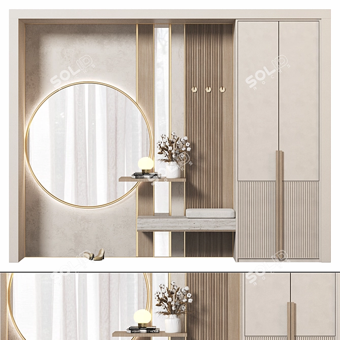 Modern Wood Hallway Set 3D model image 1