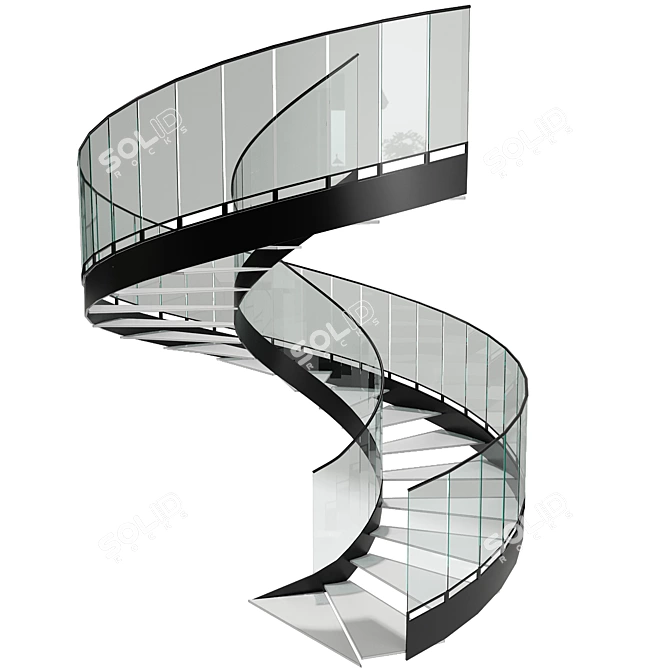  Contemporary Spiral Staircase 3D Model 3D model image 2