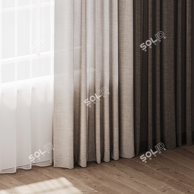 Linen Interior Curtain 3D Model 3D model image 2