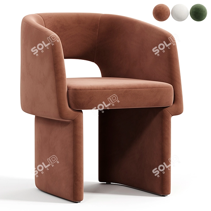 Modern Velvet Dining Chair 2015 3D model image 1