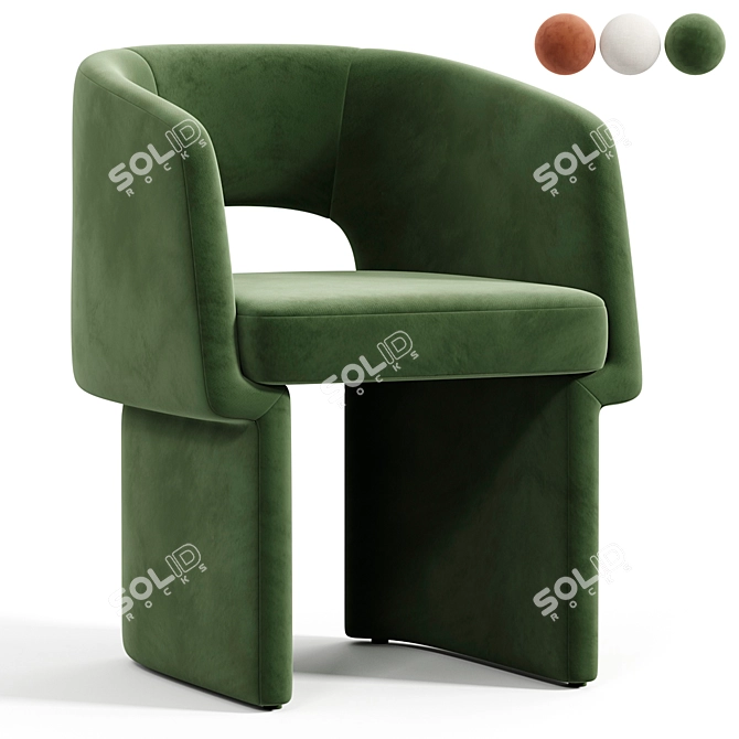 Modern Velvet Dining Chair 2015 3D model image 4