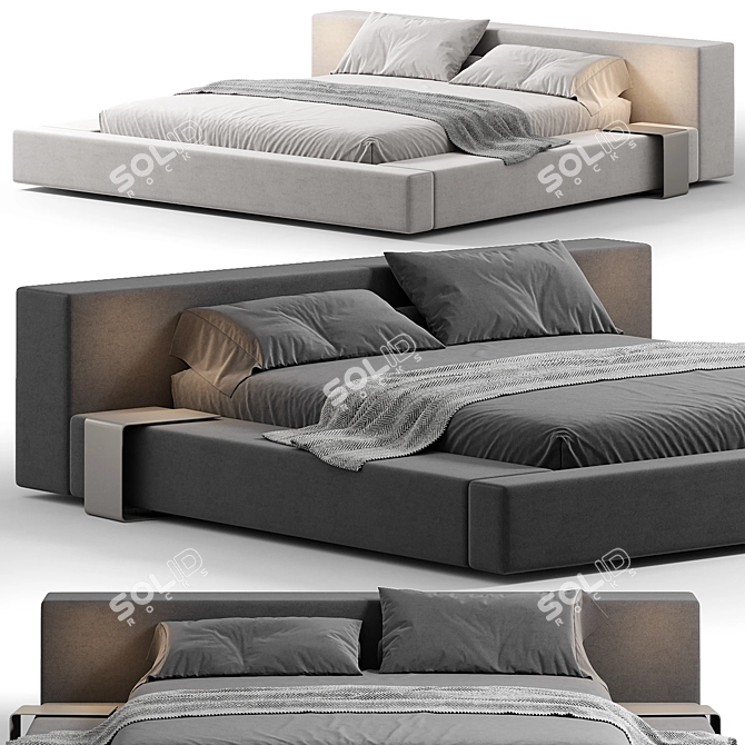 Cozy Double Lazy Bed 3D model image 2