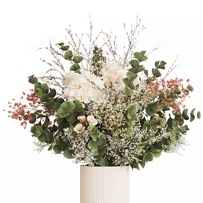 Eucalyptus Bouquet with White Roses 3D model image 2