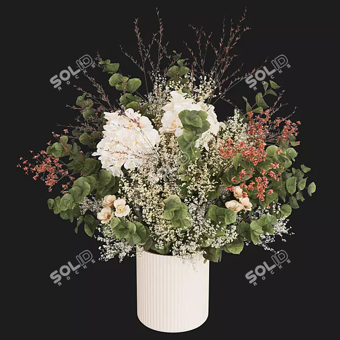 Eucalyptus Bouquet with White Roses 3D model image 6