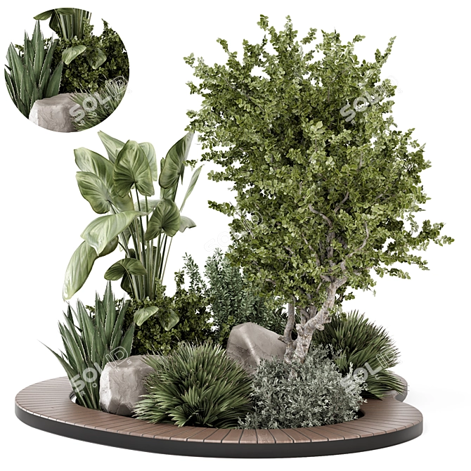 Outdoor Garden Bush Tree Set 3D model image 4